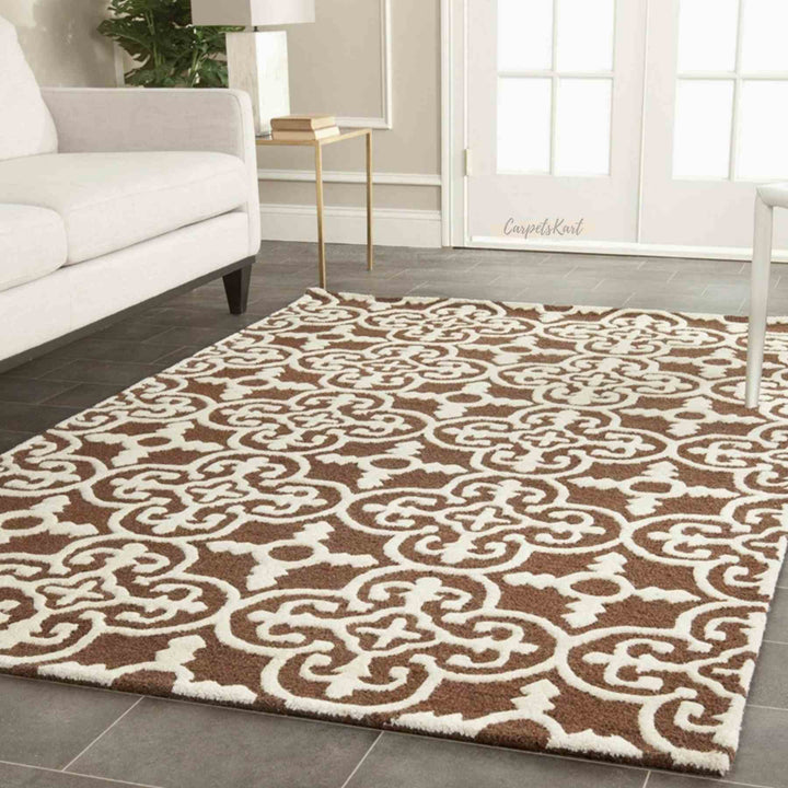 Hand Tufted Woolen Modern Brown Shade Carpet