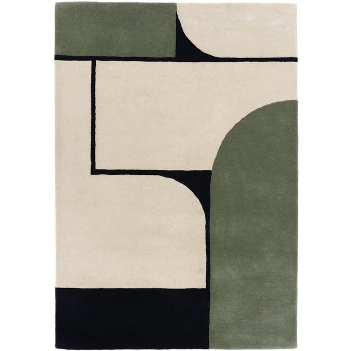 Hand Tufted Pattern Green Shade Woolen Carpet