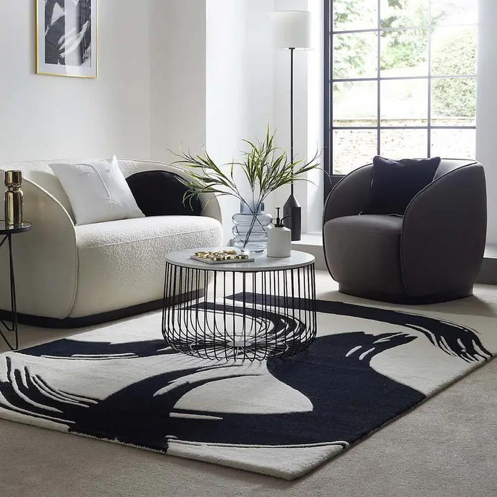 Handmade Modern Black Soft Woolen Carpet