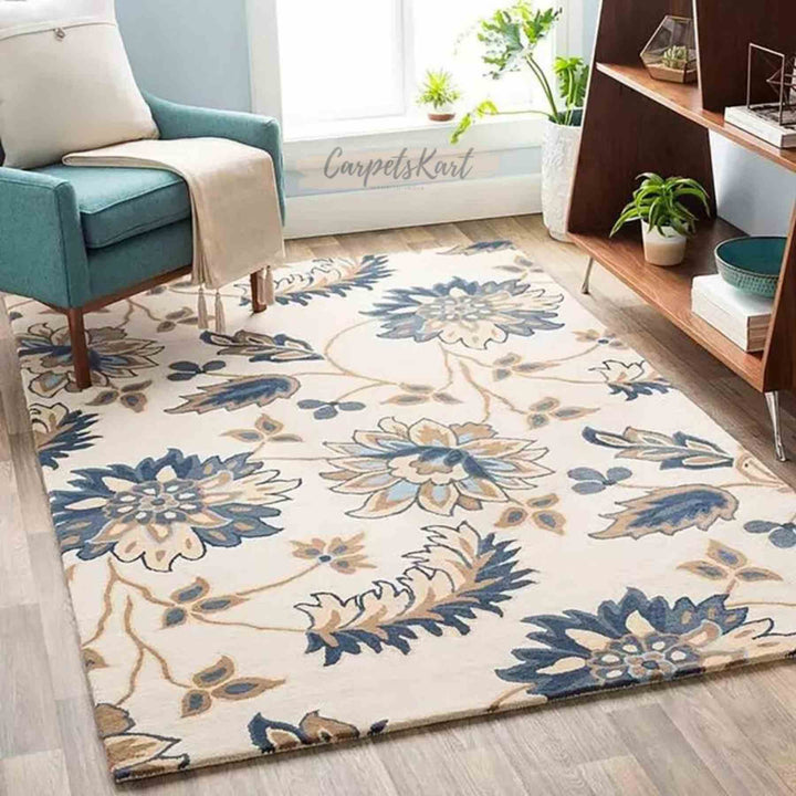 Hand Tufted Super Soft Floral Woolen Carpet