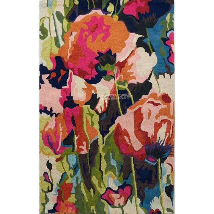 Handmade Woolen Multi Color Floral Carpet