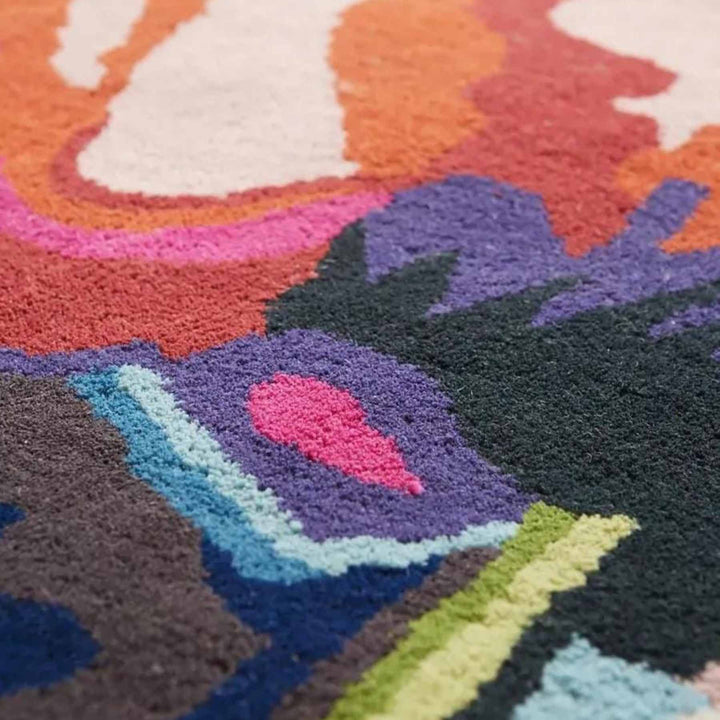 Handmade Woolen Multi Color Floral Carpet